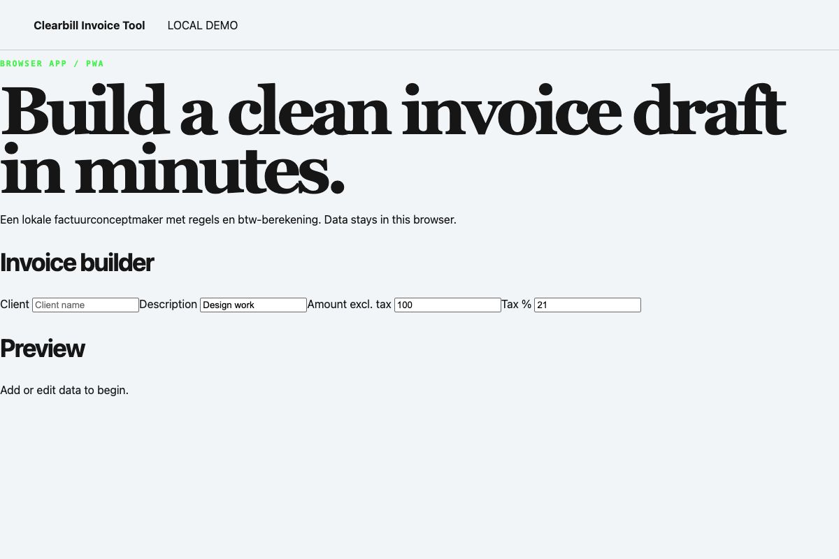 Aperçu du produit: Clearbill Invoice Tool