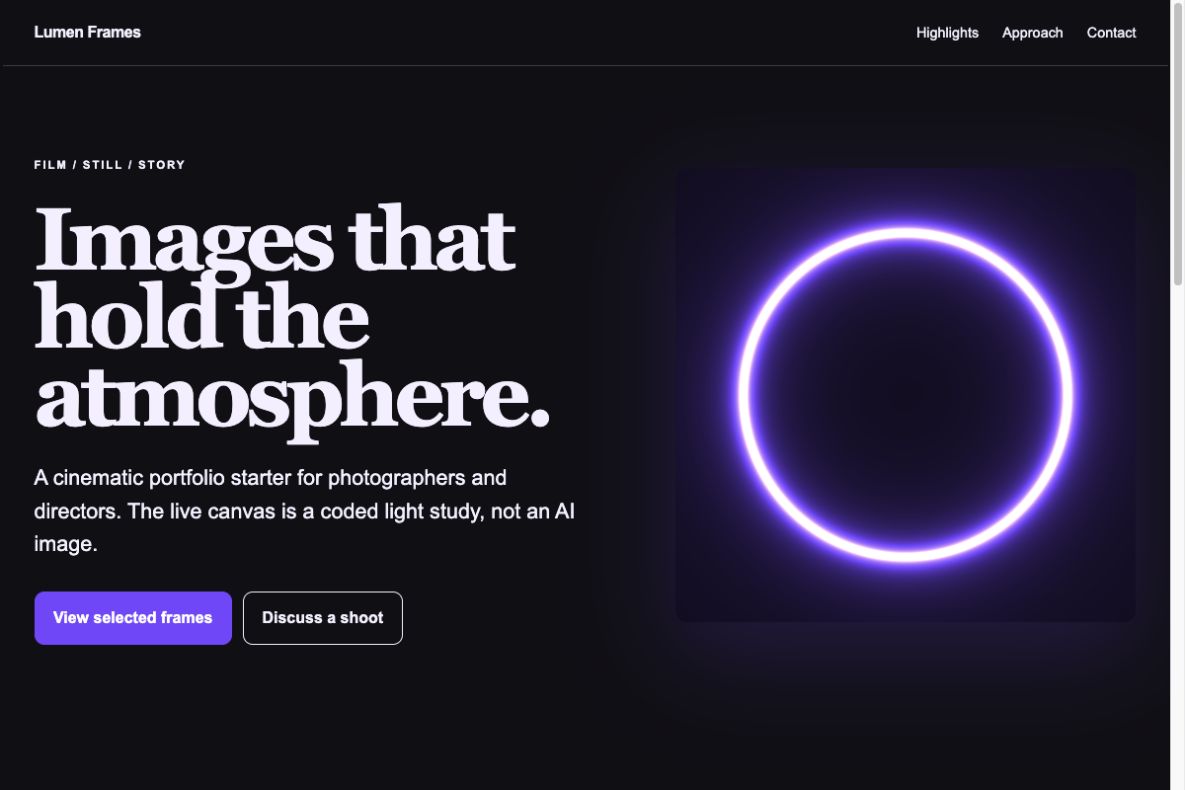 Aperçu du produit: Lumen Frames Portfolio